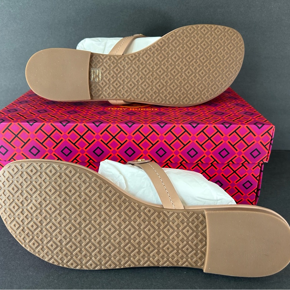 Tory Burch Miller Calfskin Leather Sandals Size 9.5 Light Makeup New In Box - Picture 4 of 7